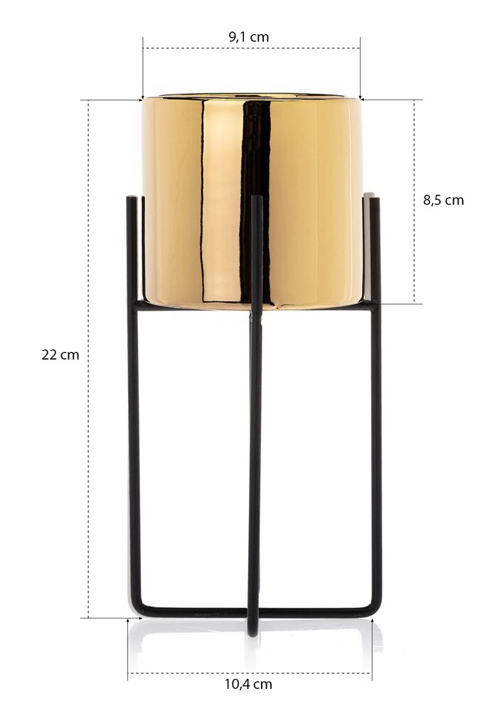 Vazonas Florri Gold Black, 22 cm цена и информация | Vazonai | pigu.lt