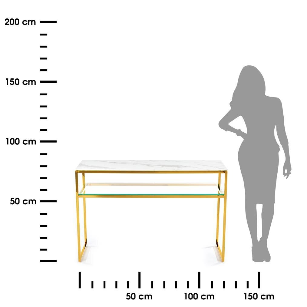 Konsolė Natia, balta/auksinė kaina ir informacija | Stalai-konsolės | pigu.lt