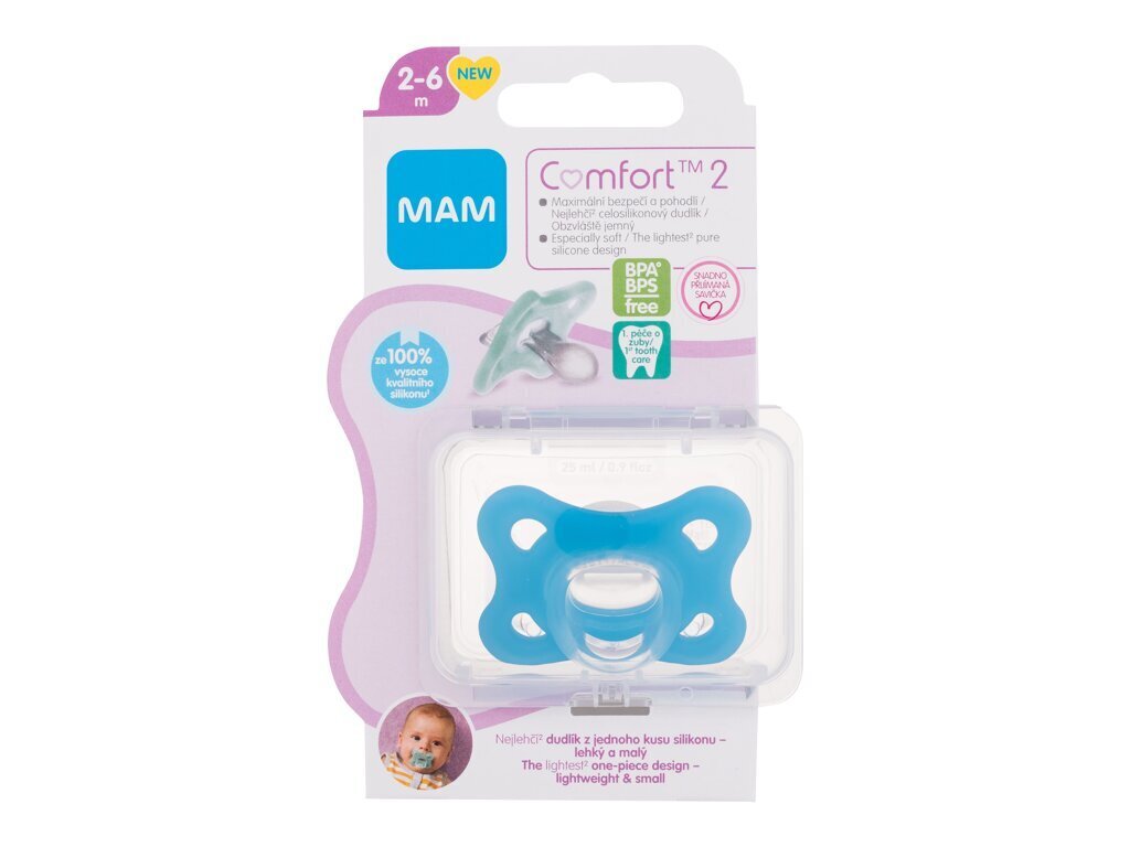 Čiulptukas Comfort MAM, mėlynas, 2-6mėn, 1 vnt цена и информация | Čiulptukai | pigu.lt