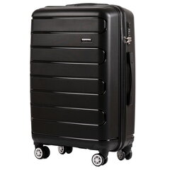 Дорожный чемодан DURALUXE черного цвета среднего размера цена и информация | Чемоданы, дорожные сумки | pigu.lt