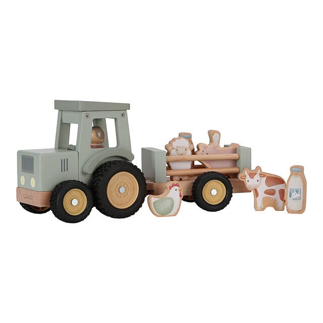 Medinis traktorius su priekaba ir gyvūnais Little dutch Linksmasis ūkis kaina ir informacija | Žaislai berniukams | pigu.lt