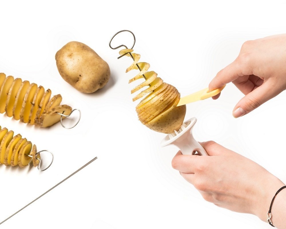 Bulvių laikiklis + pjaustyklė + iešmai, 4 vnt kaina ir informacija | Virtuvės įrankiai | pigu.lt