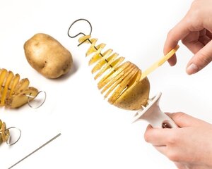 Bulvių laikiklis + pjaustyklė + iešmai, 4 vnt kaina ir informacija | Virtuvės įrankiai | pigu.lt