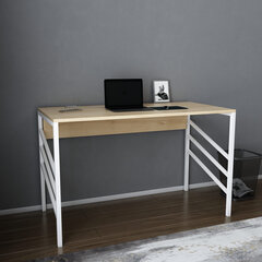 Stalas Asir, 120x60x74,8 cm, baltas/rudas kaina ir informacija | Kompiuteriniai, rašomieji stalai | pigu.lt