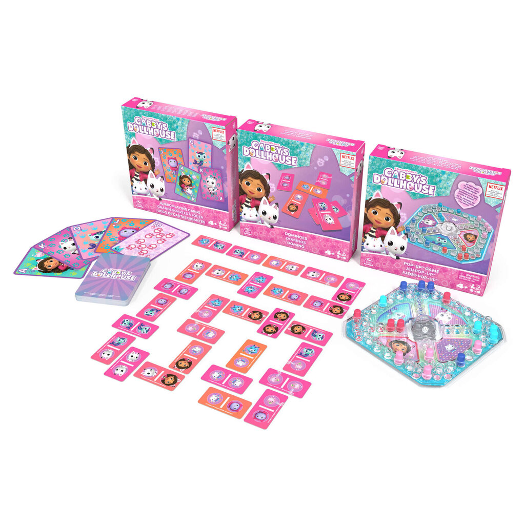 Vaikiškas Domino kortų žaidimas Gabi's Cat House 3in1 Spin Master kaina ir informacija | Stalo žaidimai, galvosūkiai | pigu.lt