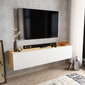 TV stovas Asir, 159,7x36,8x34,1 cm, baltas/smėlio spalvos kaina ir informacija | TV staliukai | pigu.lt