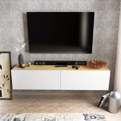 TV stovas Asir, 159,7x36,8x34,1 cm, baltas/rudas kaina ir informacija | TV staliukai | pigu.lt