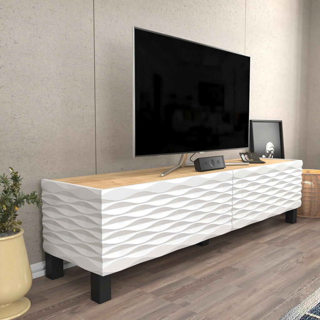 TV stovas Asir, 149,2x35x38 cm, rudas/baltas kaina ir informacija | TV staliukai | pigu.lt