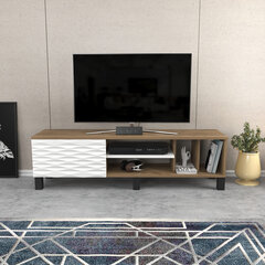 TV stovas Asir, 140x35x40,3 cm, baltas/rudas kaina ir informacija | TV staliukai | pigu.lt