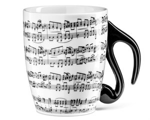 Чашка музыкальная, белая. цена и информация | Стаканы, фужеры, кувшины | pigu.lt