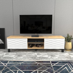 TV stovas Asir, 150x35x40,3 cm, baltas/smėlio spalvos kaina ir informacija | TV staliukai | pigu.lt