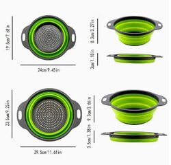 Набор складных силиконовых ситечек для кухни, зеленый цена и информация | Кухонная утварь | pigu.lt