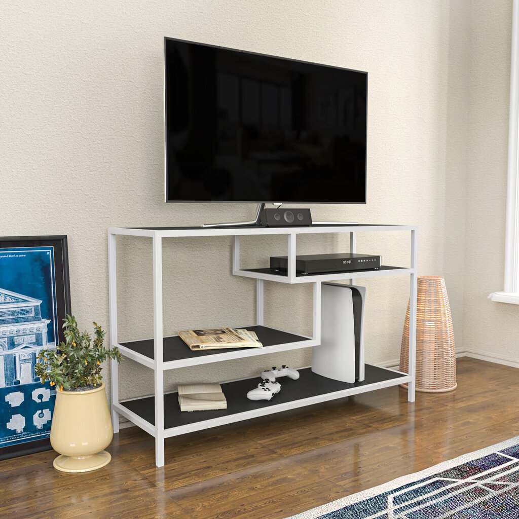 TV stovas Asir, 120x39x75 cm, baltas/pilkas kaina ir informacija | TV staliukai | pigu.lt