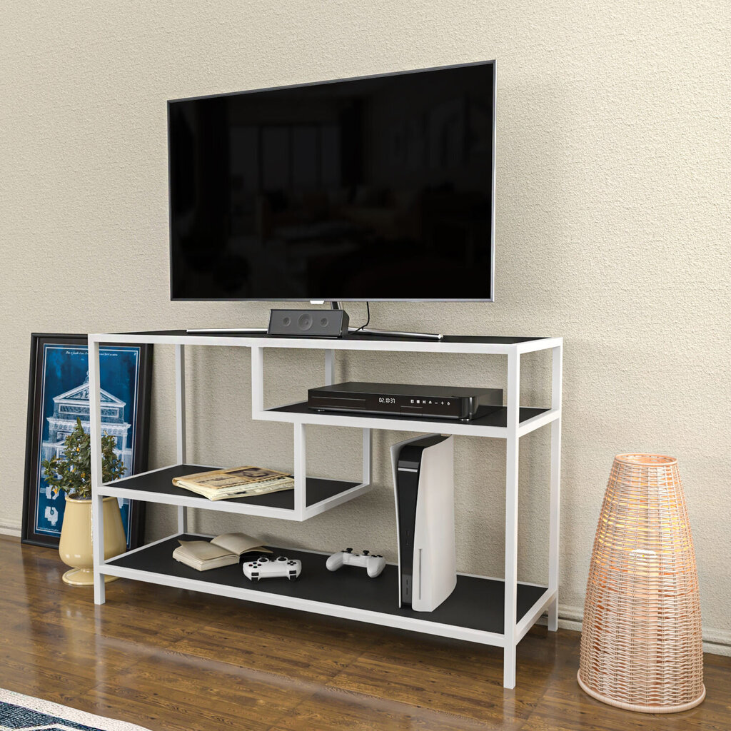 TV stovas Asir, 120x39x75 cm, baltas/pilkas kaina ir informacija | TV staliukai | pigu.lt