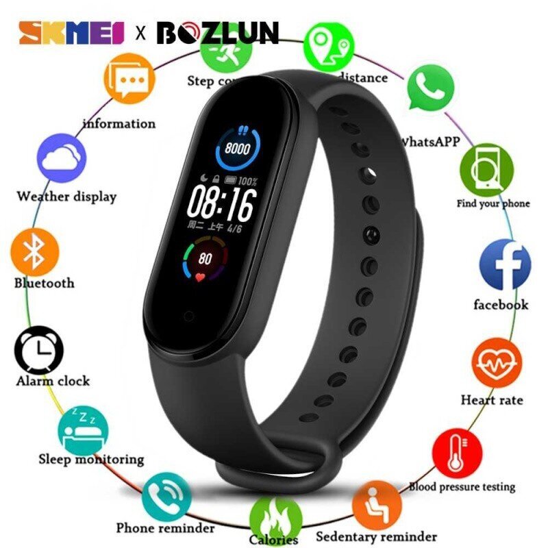 SKMEI M5-BK Black цена и информация | Išmaniosios apyrankės (fitness tracker) | pigu.lt