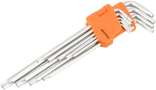 Набор ключей Torx® L-образных удлинённых Кол-во предметов 9 (АвтоDело) 39156 цена и информация | Механические инструменты | pigu.lt