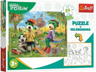 Dėlionė su spalvinimo knygele Trefl Treflik šeima, 24 d. kaina ir informacija | Dėlionės (puzzle) | pigu.lt