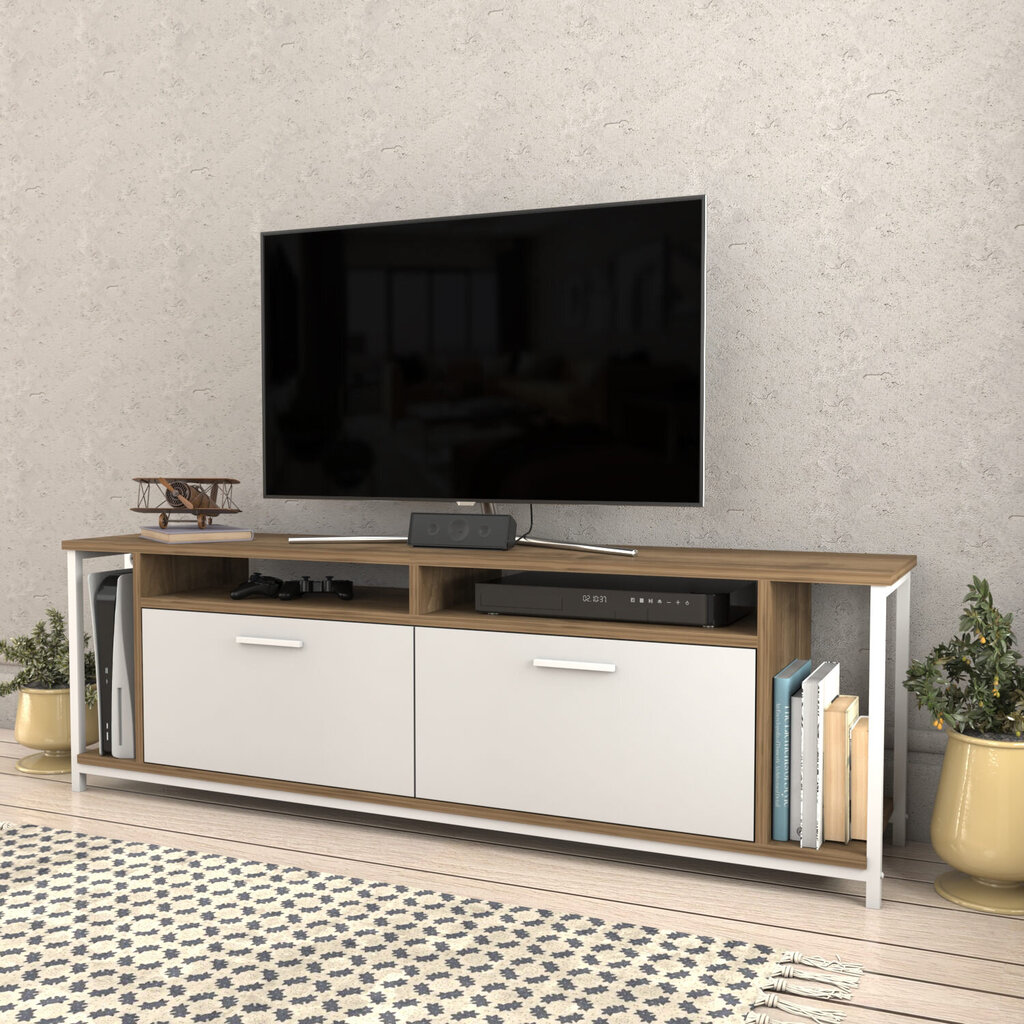 TV stovas Asir, 160x35x50,8 cm, baltas/rudas цена и информация | TV staliukai | pigu.lt