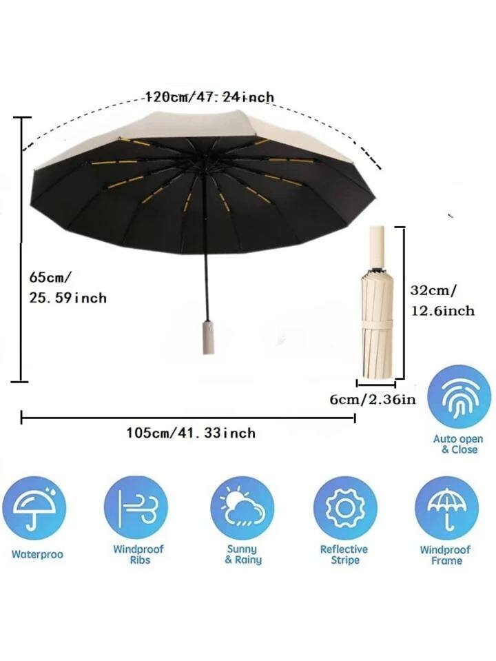 Automatinis rankinis juodas skėtis, Electronics LV-269, 1 vnt kaina ir informacija | Moteriški skėčiai | pigu.lt