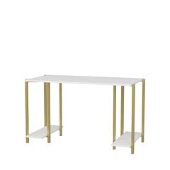 Stalas Asir, 125,2x60x73,8 cm, auksinis/baltas kaina ir informacija | Kompiuteriniai, rašomieji stalai | pigu.lt