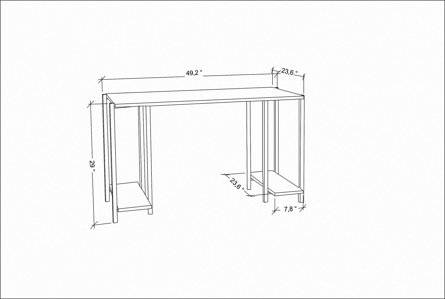 Stalas Asir, 125,2x60x73,8 cm, baltas/pilkas kaina ir informacija | Kompiuteriniai, rašomieji stalai | pigu.lt