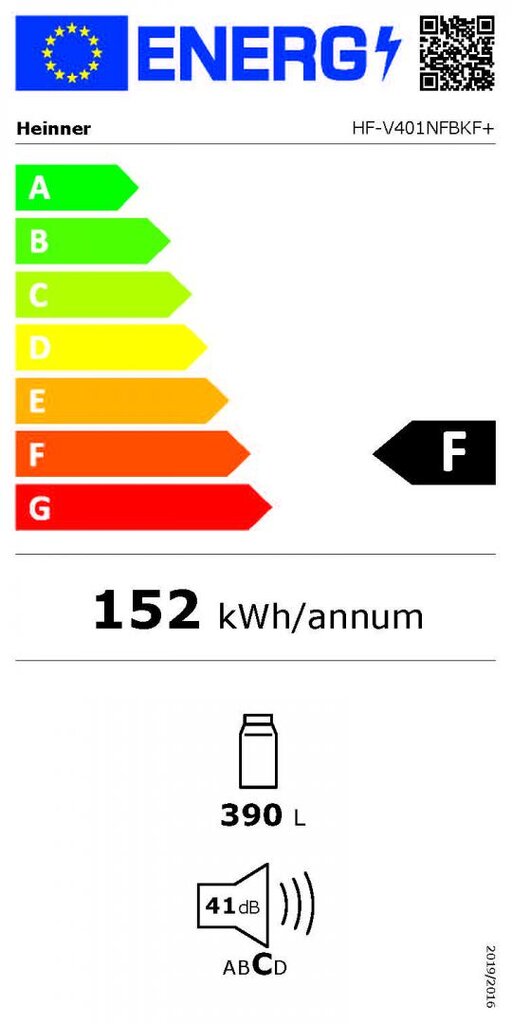 Heinner HF-V401NFBKF+ цена и информация | Šaldytuvai | pigu.lt