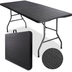 Складной стол, 180 см, черный цена и информация | Садовые столы, столики | pigu.lt