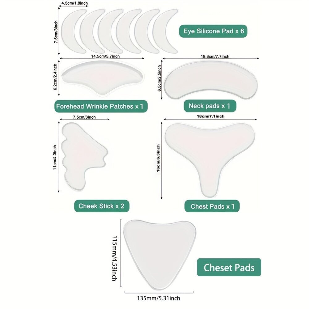 Daugkartinio naudojimo silikoninės pagalvėlės veidui ir krūtinei, 11 vnt. kaina ir informacija | Veido kaukės, paakių kaukės | pigu.lt