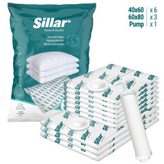 Набор вакуумных пакетов Sillar разных размеров 9 штук + насос цена и информация | Вешалки и мешки для одежды | pigu.lt