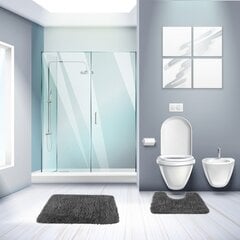 Vonios kilimėliai - tamsiai pilkos spalvos komplektas kaina ir informacija | Vonios kambario aksesuarai | pigu.lt