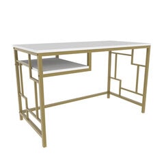 Стол, Асир, 120х60х74,8 см, золото/белый цена и информация | Компьютерные, письменные столы | pigu.lt