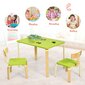 Vaikiškas stalo ir 2 kėdžių komplektas Costway, žalias цена и информация | Vaikiškos kėdutės ir staliukai | pigu.lt