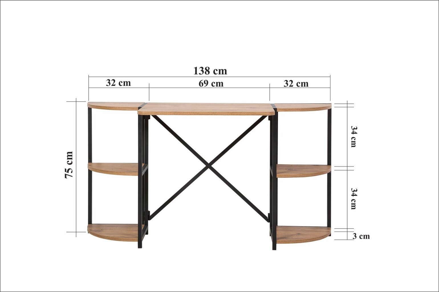 Stalas Asir, 138x75x34 cm, rudas/juodas цена и информация | Kompiuteriniai, rašomieji stalai | pigu.lt