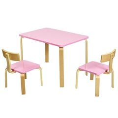 Vaikiškas stalo ir 2 kėdžių rinkinys Costway, rožinis kaina ir informacija | Vaikiškos kėdutės ir staliukai | pigu.lt