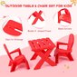 Vaikiškas stalas su 2 kėdėmis Costway, raudonas kaina ir informacija | Vaikiškos kėdutės ir staliukai | pigu.lt