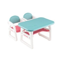 Vaikiškas stalas ir 2 kėdžių rinkinys Costway, mėlynas kaina ir informacija | Vaikiškos kėdutės ir staliukai | pigu.lt