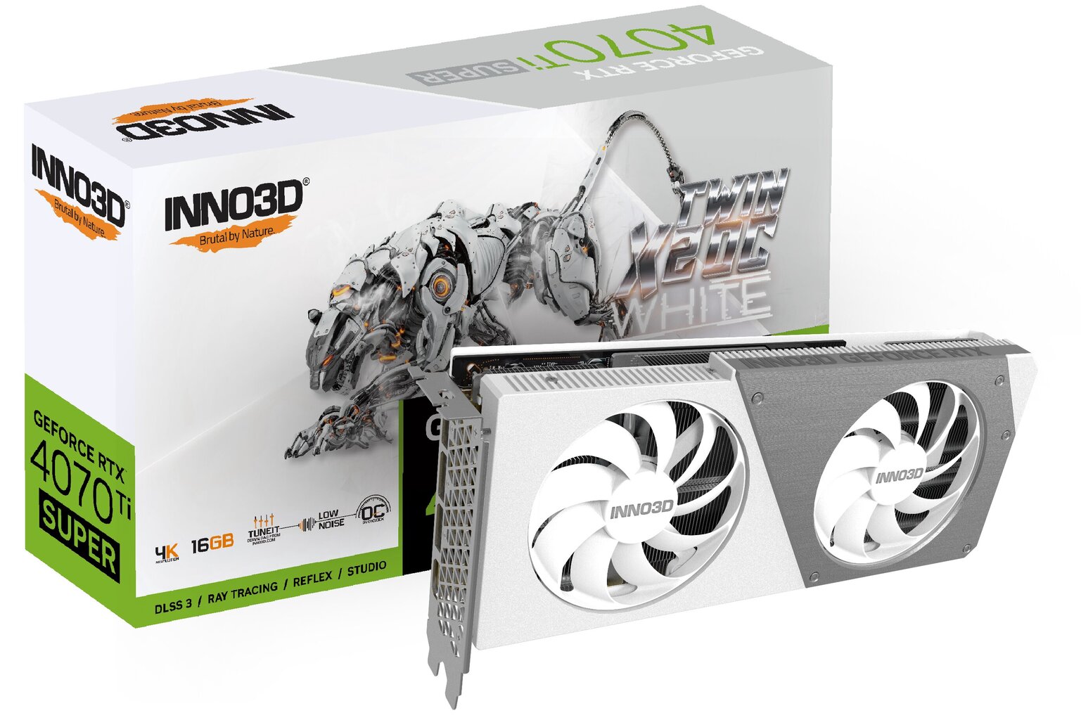 Inno3D GeForce RTX 4070 Ti Super Twin X2 OC White (N407TS2-166XX-186156W) kaina ir informacija | Vaizdo plokštės (GPU) | pigu.lt