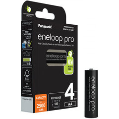 Panasonic eneloop rechargeable battery Pro AA 2500 4BP kaina ir informacija | Akumuliatoriai fotoaparatams | pigu.lt