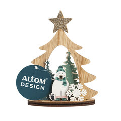 деревянная елочная фигура 10,5x13,5 см украшение мишка цена и информация | Рождественские украшения | pigu.lt