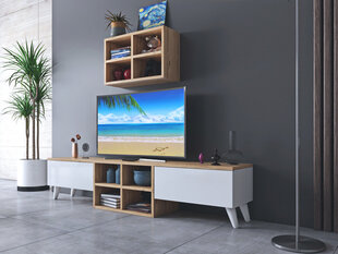 TV stovas Asir, 160x34x25 cm, rudas/baltas kaina ir informacija | TV staliukai | pigu.lt