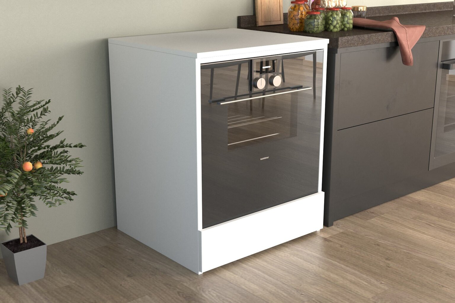 Virtuvinė spintelė Asir, 60x89x58 cm, balta kaina ir informacija | Virtuvinės spintelės | pigu.lt