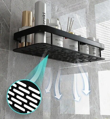 Pakabinama vonios lentyna, 2vnt. SD87 juoda kaina ir informacija | Vonios kambario aksesuarai | pigu.lt