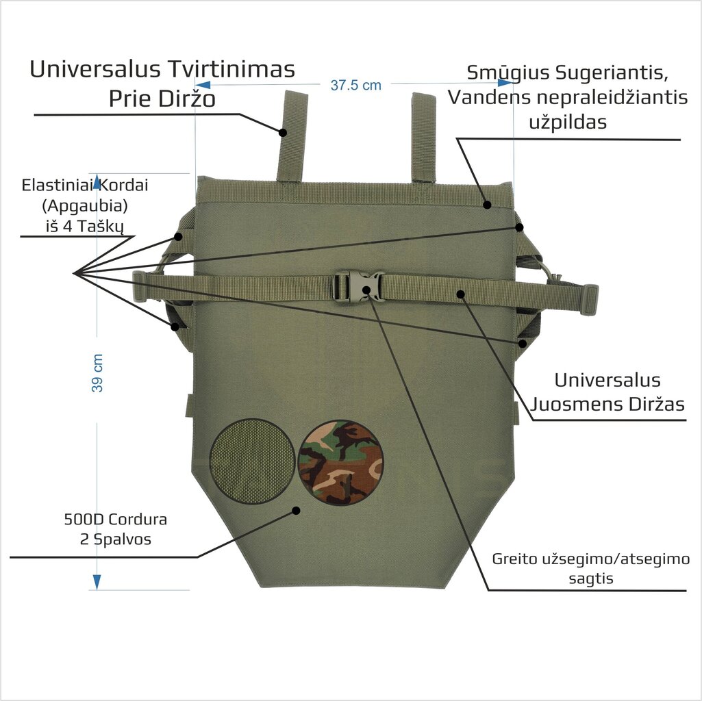 Taktinis sėdėjimo kilimėlis V2W, 39x37.5cm, įvairių spalvų kaina ir informacija | Turistiniai čiužiniai ir kilimėliai | pigu.lt