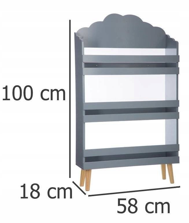 Knygų lentyna Alandeko, pilka kaina ir informacija | Vaikiškos lentynos | pigu.lt