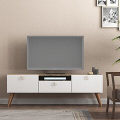 TV staliukas Asir, 140x54x35 cm, rudas/baltas kaina ir informacija | TV staliukai | pigu.lt