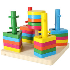 Деревянный развивающий пазл, 5 башен цена и информация | Развивающие игрушки | pigu.lt