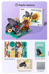 Деревянный 3d пазл Бабочка MiDeer, 63 детали цена и информация | Развивающие игрушки | pigu.lt