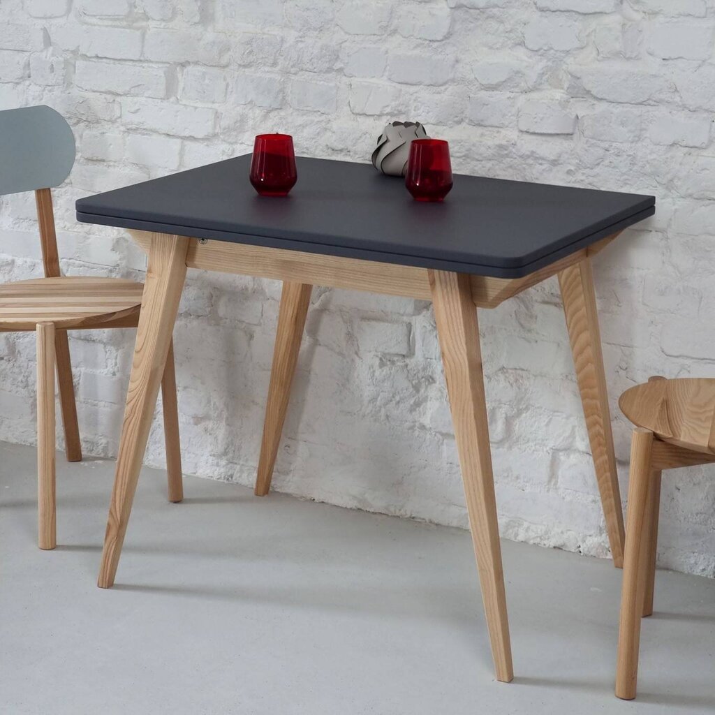 Stalas Envelope, 65x90 cm, tamsiai pilkas kaina ir informacija | Virtuvės ir valgomojo stalai, staliukai | pigu.lt
