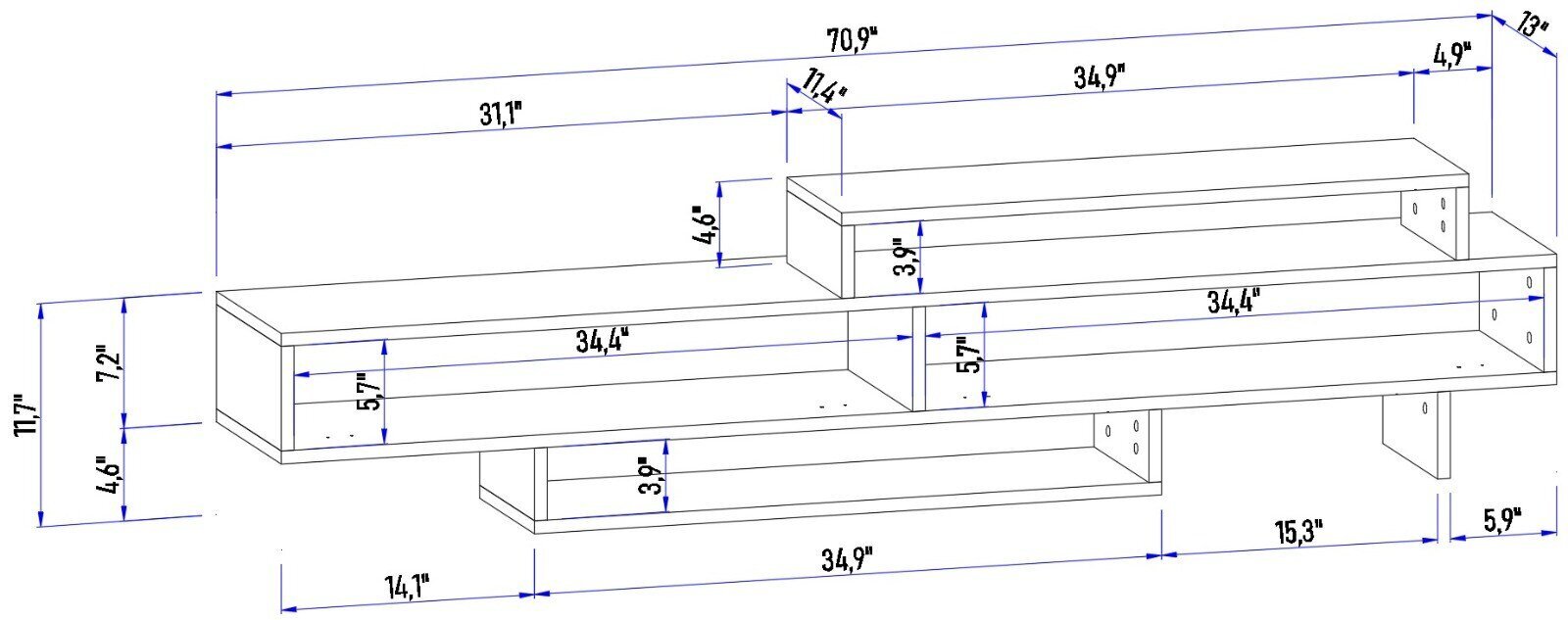 TV staliukas Asir, 180x42x35 cm, rudas kaina ir informacija | TV staliukai | pigu.lt