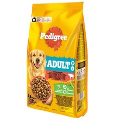 Pedigree Adult didelių ir vidutinių veislių šunims su jautiena ir daržovėmis, 12 kg kaina ir informacija | Sausas maistas šunims | pigu.lt